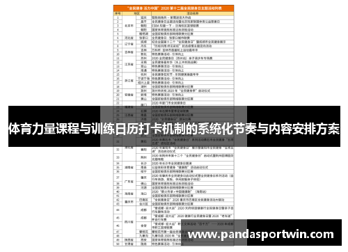 体育力量课程与训练日历打卡机制的系统化节奏与内容安排方案